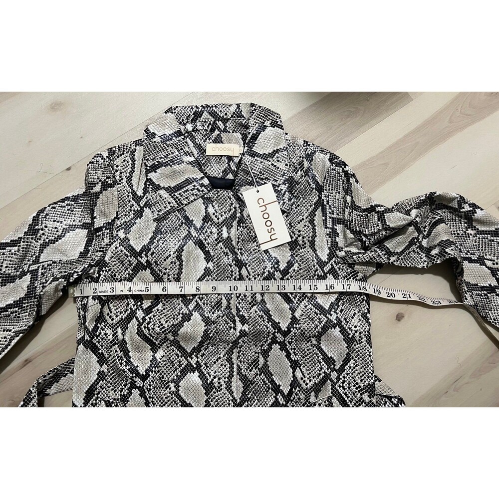 Choosy Luxe Exotic Vintage 90s Faux Snakeskin Leather Trench Coat Duster Jacket - Picture 9 of 11